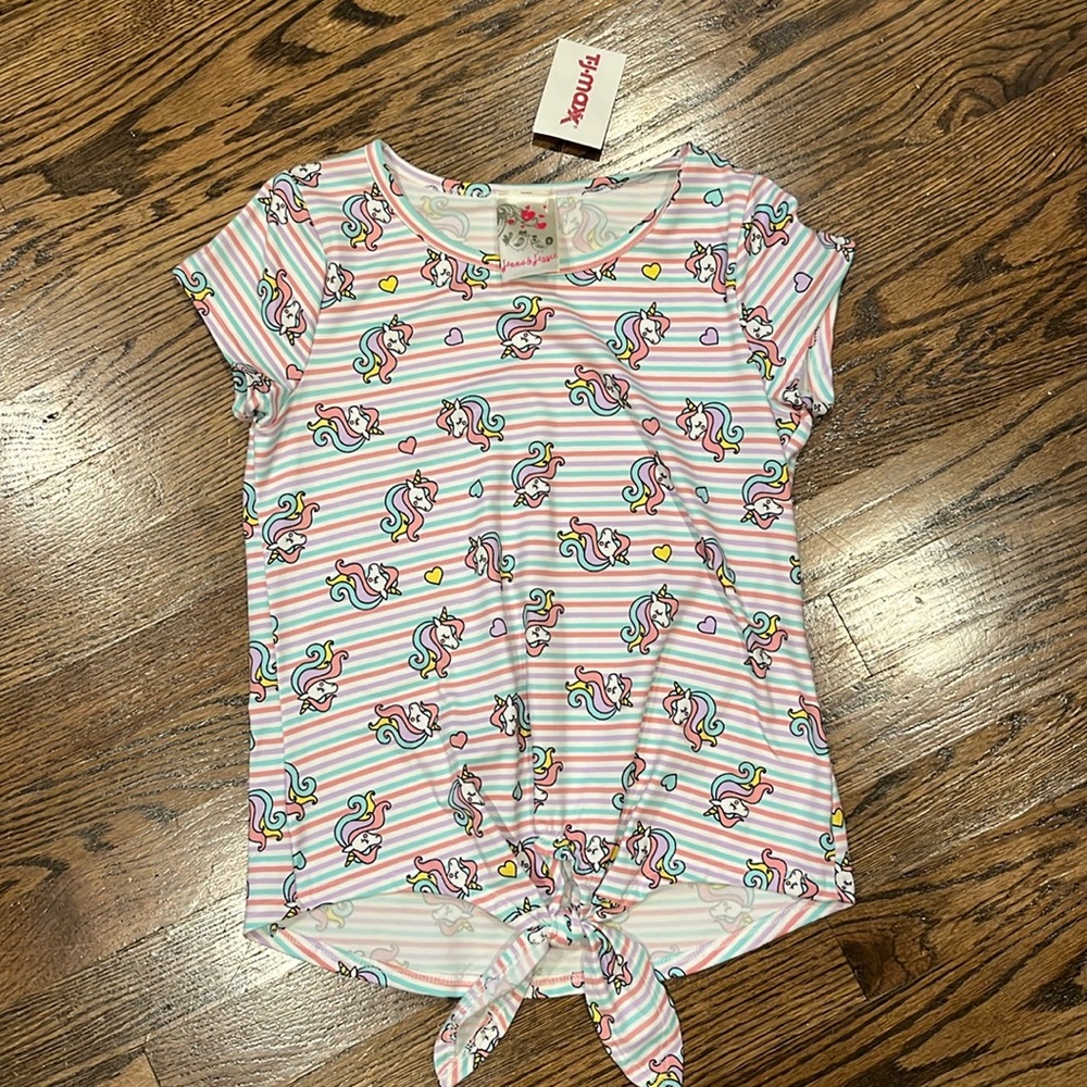 Girls Jenna And Jessie Short Sleeve Unicorn Shirt